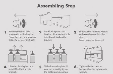 Instruction Manual For Wall Install & Refill Steps - Double Bottle Holder